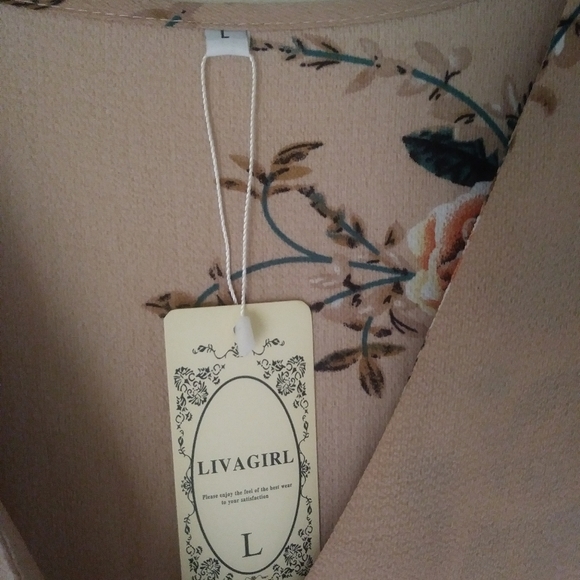 Livagirl light pink nude floral wrap dress size L - Picture 2 of 5